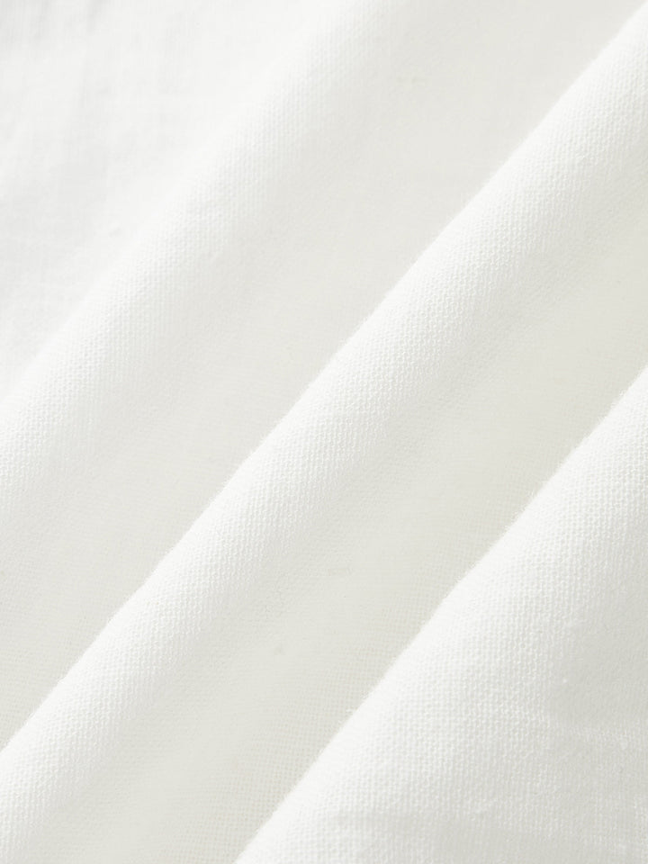 Cotton Linen Contrast Trim Top & Shorts Set