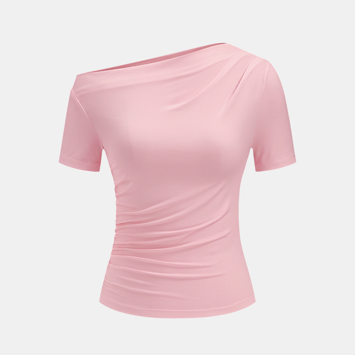 Ruched Off Shoulder Slim Short Sleeve Top