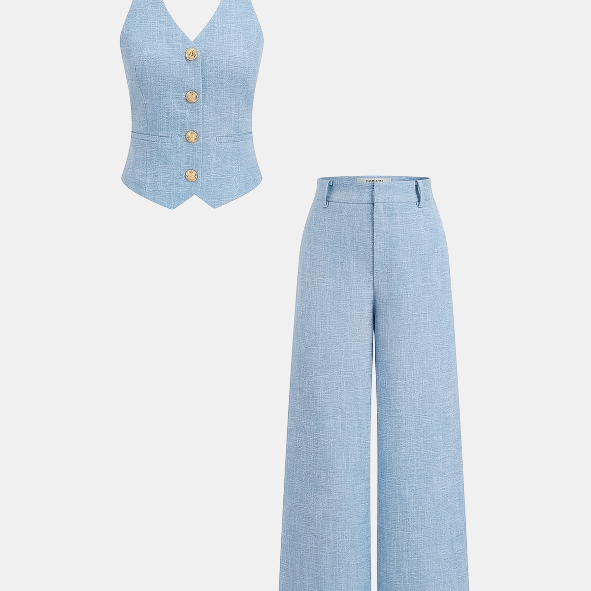 Halter Vest & Wide Leg Pants Set
