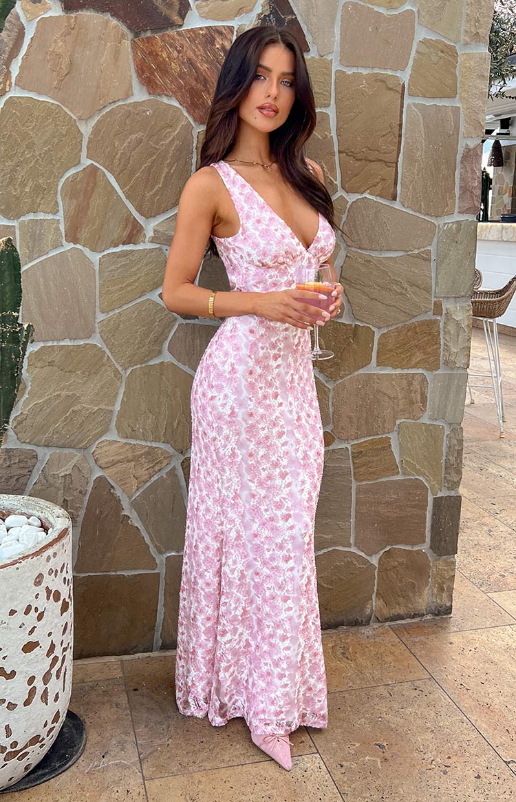 Olivia Pink Lace Maxi Dress