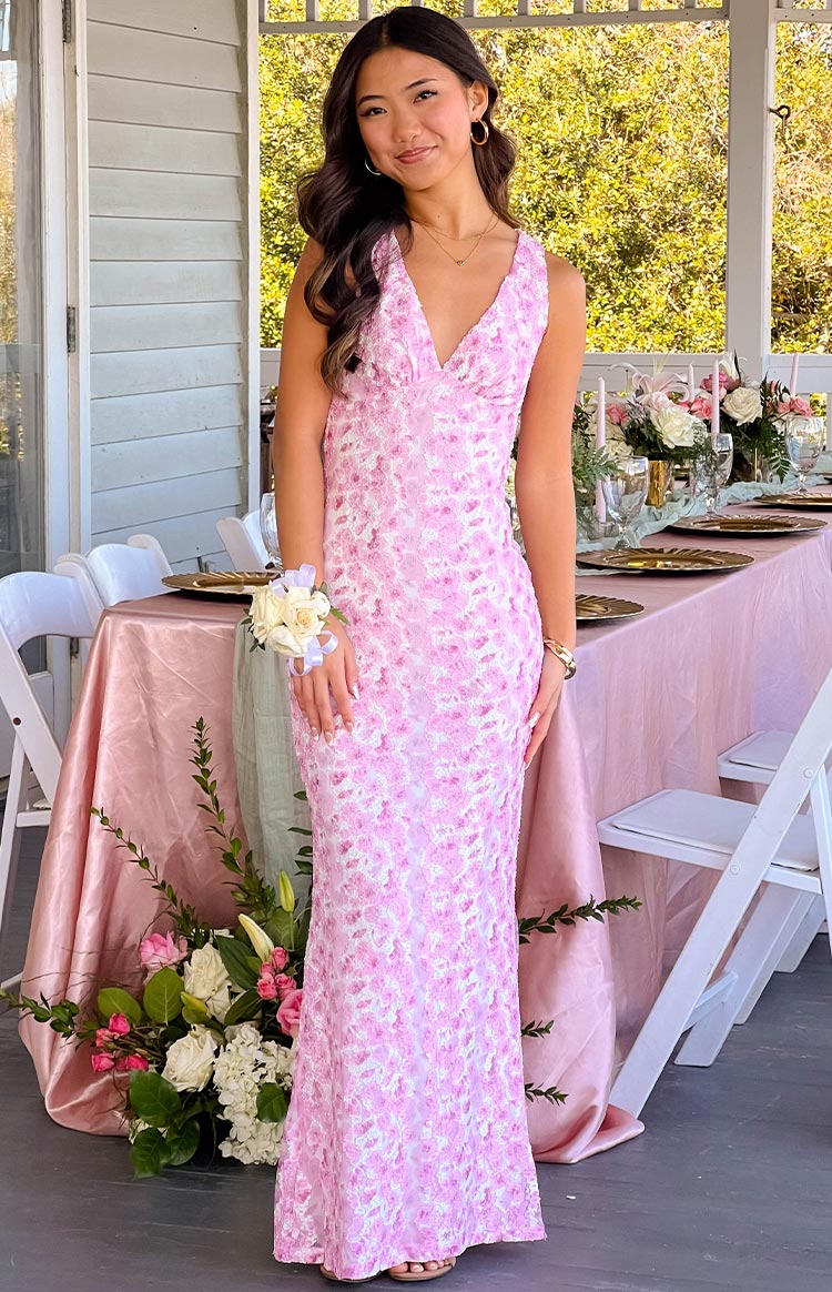 Olivia Pink Lace Maxi Dress