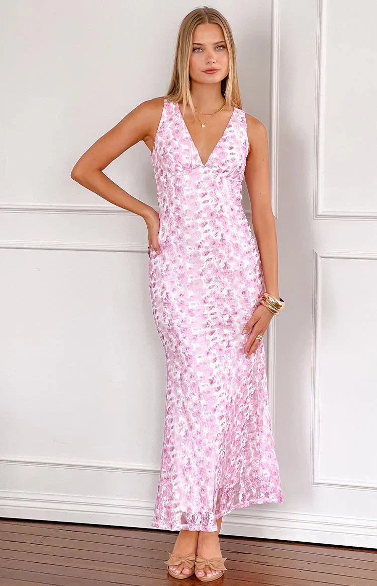 Olivia Pink Lace Maxi Dress