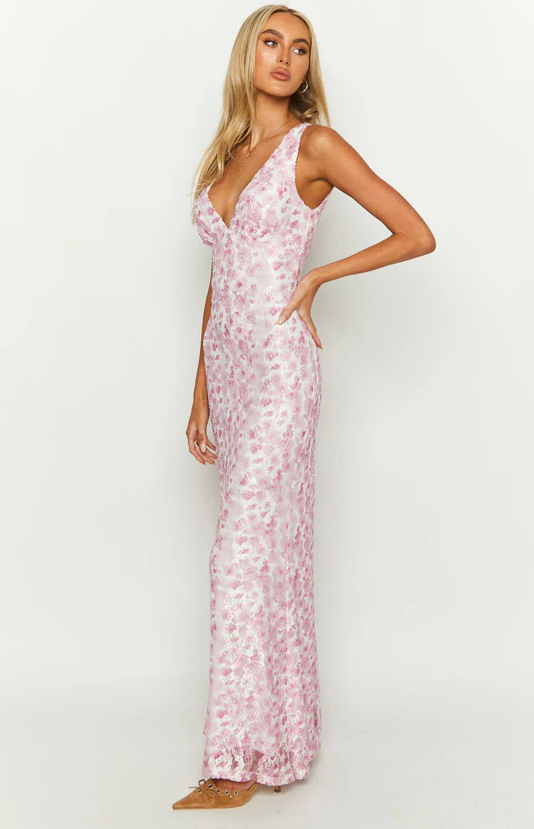Olivia Pink Lace Maxi Dress