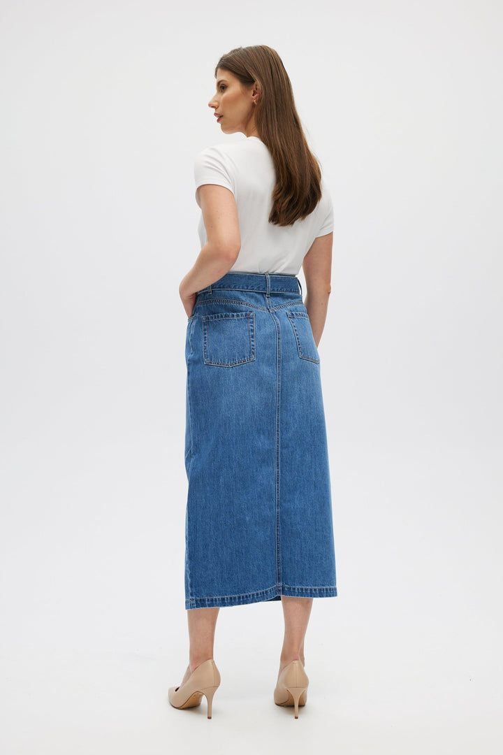 Denim Style Midi Skirt