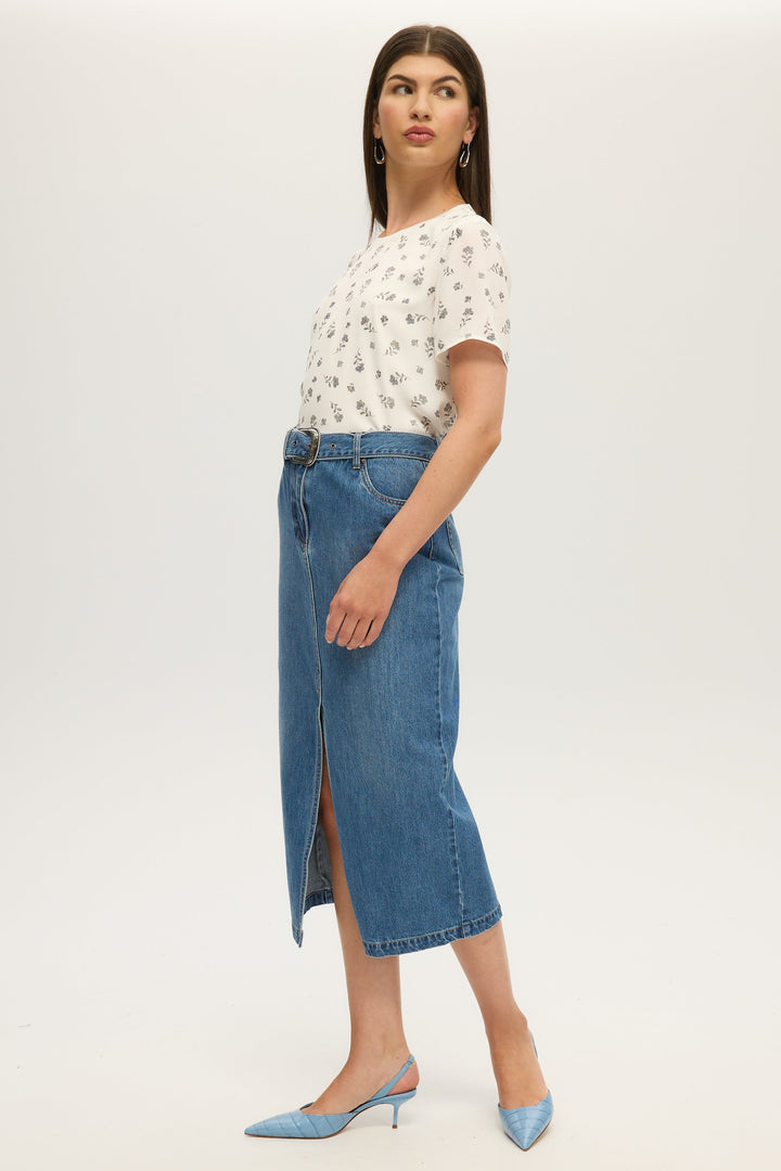Denim Style Midi Skirt